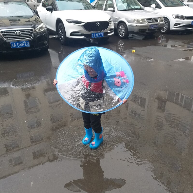 Children&#39;s Raincoat Transparent UFO Raincoats Hands Free Rain Poncho Baby Funny Duck Rain Coat Rain Cover Raincoat for kids