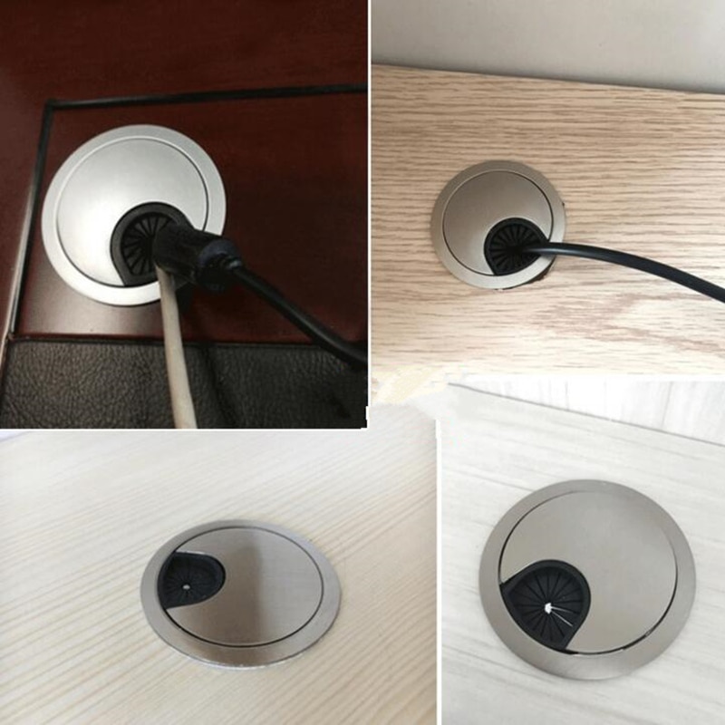 2 st zinklegering tråd hålskydd dator skrivbord kabel genomföring hål uttag port vindrulle hållare organisatör möbel hårdvara