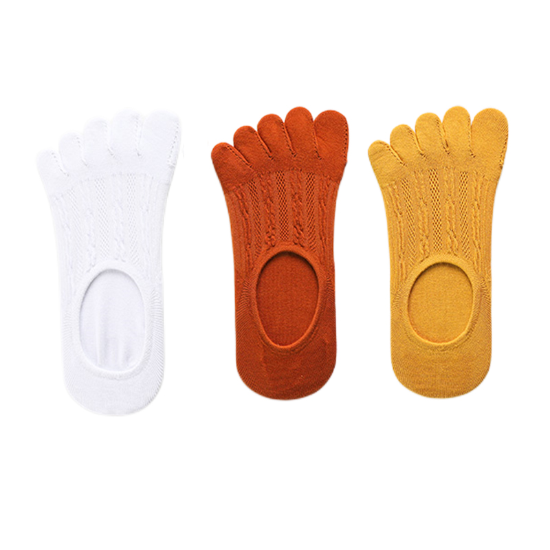 3 pares de calcetines de mujer de de algodón transpirable Invisible tobillo calcetines cortos de barco punta abierta elasticidad absorbente de sudor señoras Sox: Gris oscuro