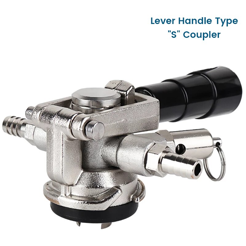 Low Profile "S" System Keg Coupler, European Sankey Keg "S" Type Couplers with Lever Handle Homebrewing Kegerator Dispenser: Lever Handle Type