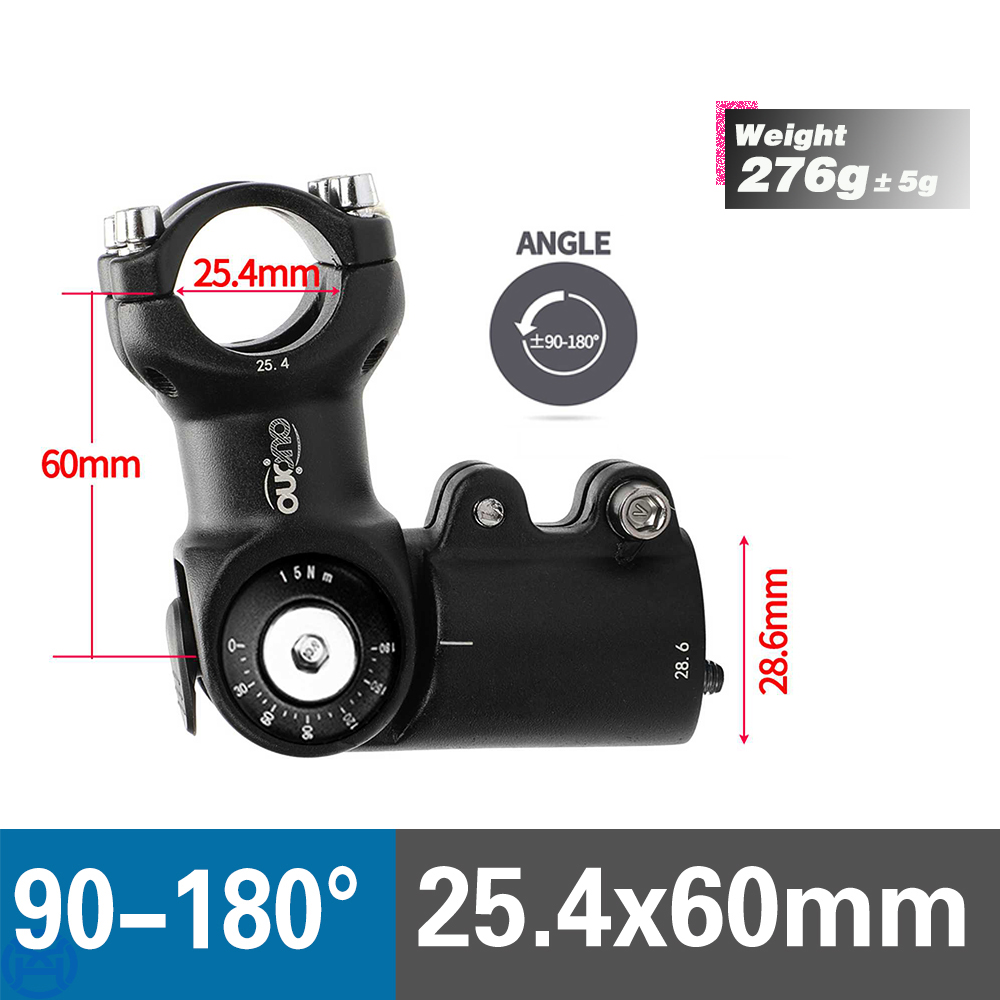 OUO MTB Attacco Manubrio Regolabile MTB potenza bicicletta Tavolo 90-180 Gradi Manubrio Della Bicicletta estensore 25.4/31.8mm Giù Stelo Estensione Doppio Blocco: Borgogna