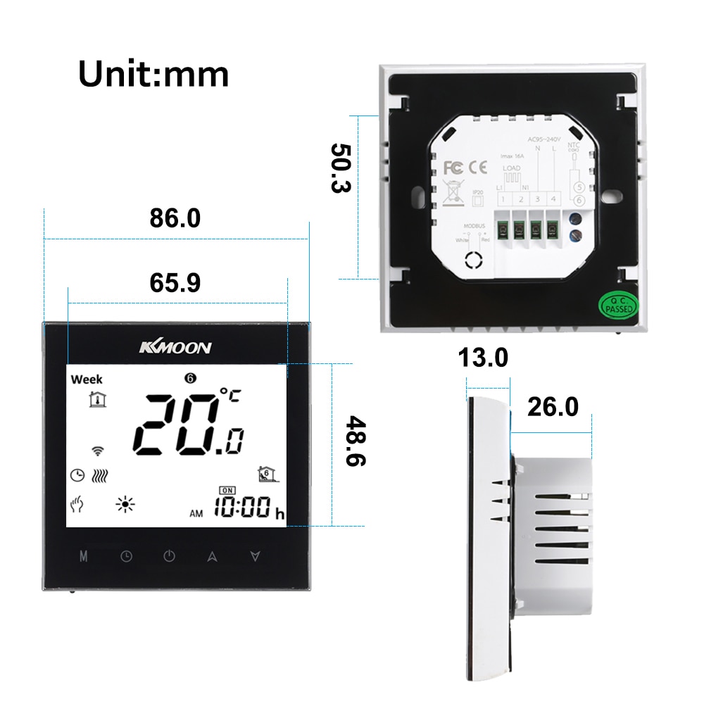 KKmoon Thermostats Digital Underfloor WiFi Heating Thermostat for Heating Thermostat Air Sensor Room Temperature Controller