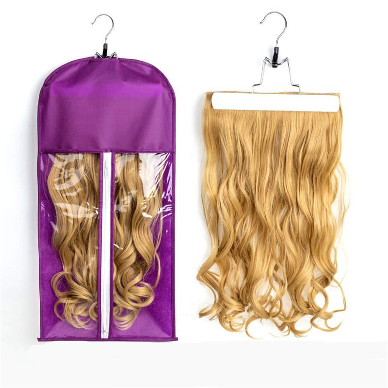 Sac de rangement de perruque Non tissé, housse anti-poussière avec cintre, sac de rangement de perruque Portable de meilleure pour queue de cheval/Clips d&#39;extensions de cheveux