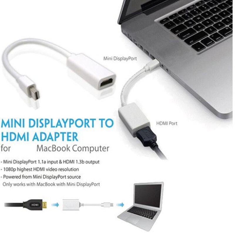Kebidu thunderbolt mini displayport displayport dp till hdmi-kompatibel adapterkabel för apple mac macbook pro air