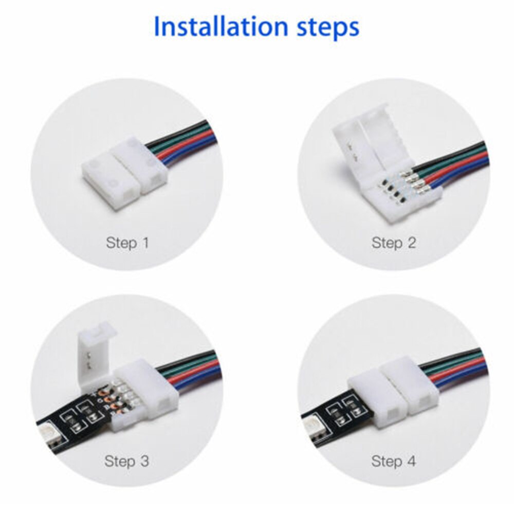 20 stk 10mm l-formet koblingsadapter 4 pinner til 3528/5050 smd rgb ledet lyslist til rektangler firkanter hjørneseksjoner
