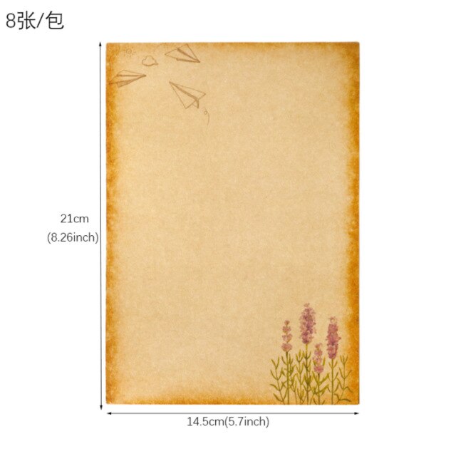 Kraft Vintage Writing Paper Sheets;kraft Brown Letter Paper 8sheets Vintage Flower: D