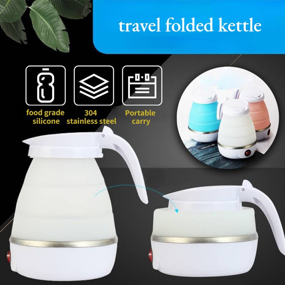 600ml Electric Foldable Silicone Water Kettles Leak Proof Portable Mini Home Coffee Milk Heated Retractable Teapot