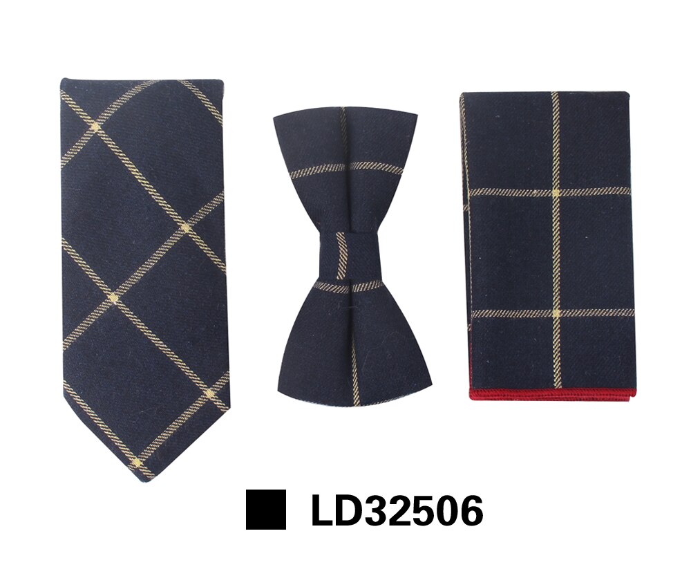 Men's Tie Sets Classic Men Necktie Set Formal Business Bowknots Ties Male Cotton Skinny Slim Ties: LD32506