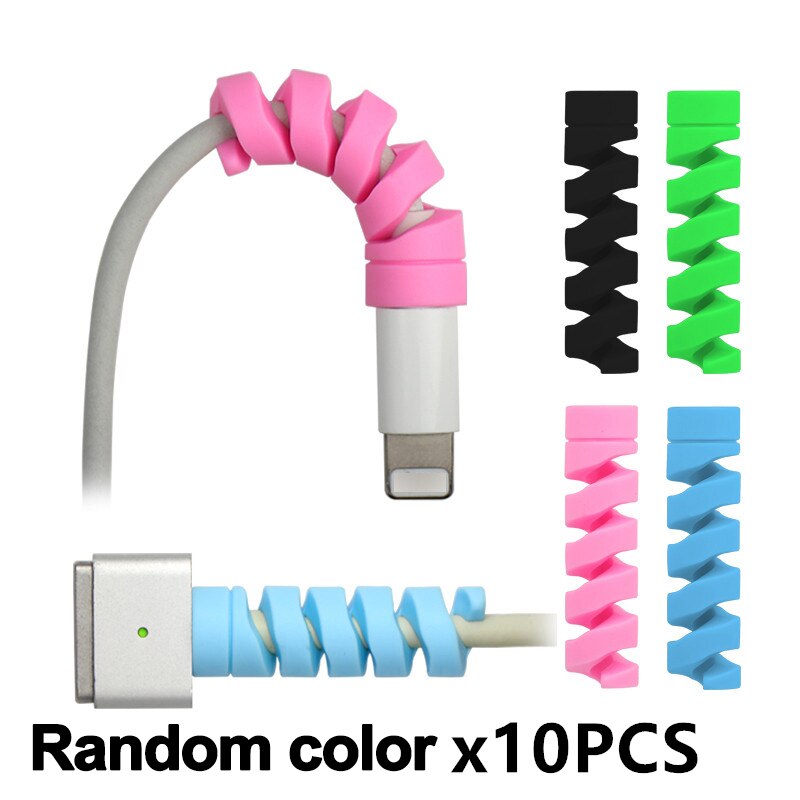 10 stk ladekabel beskytter spar cover til apple iphone 8 x lightning usb oplader kabel ledning til miniusb android typec kabel: 10 stk tilfældig