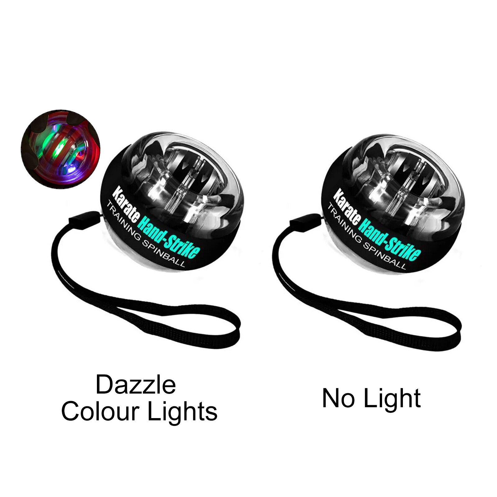 Karate Hand-Strike Trainer Spinball Self-starting LED Gyroscope Ball Hand Grip Ball Wrist Power Strengthen Stress Relief