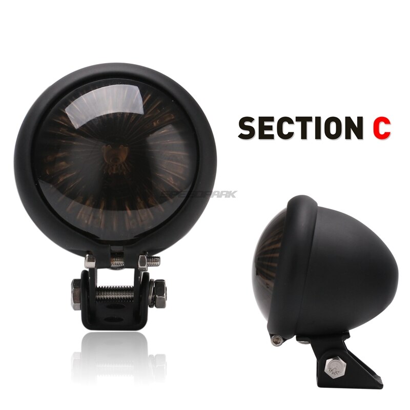 SPEEDPARK-Luz LED trasera de freno para motocicleta, luz roja de 12V, ajustable, estilo Cafe Racer, para Chopper: C-Black