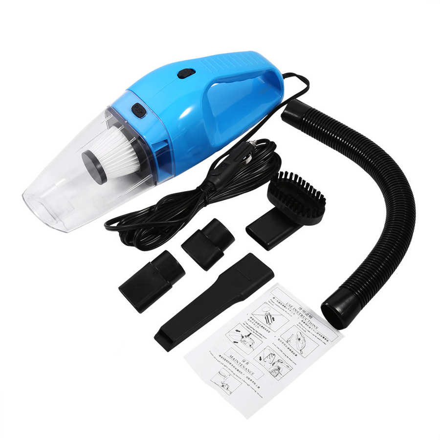 Hand Push Sweepers 3 Colors Useful 12V 120W Portable Handheld Wet & Dry Auto Car Vacuum Cleaner With 5m Cable Hand Push: Blue