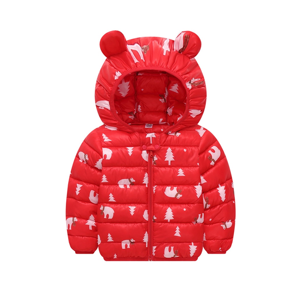 Abrigos de chico para la nieve infantil abrigos con capucha para bebés y niñas chaquetas con estampado de dibujos animados Otoño Invierno ropa de abrigo para niños: Red / 12 meses