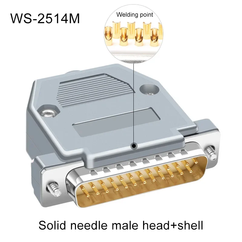 DB25 Złącze lutownicze Wtyczka dwurzędowa DB 25 Pin Pozłacana wtyczka męska żeńska Spawanie klasy przemysłowej Adapter złącza 25-pinowego: WHITE