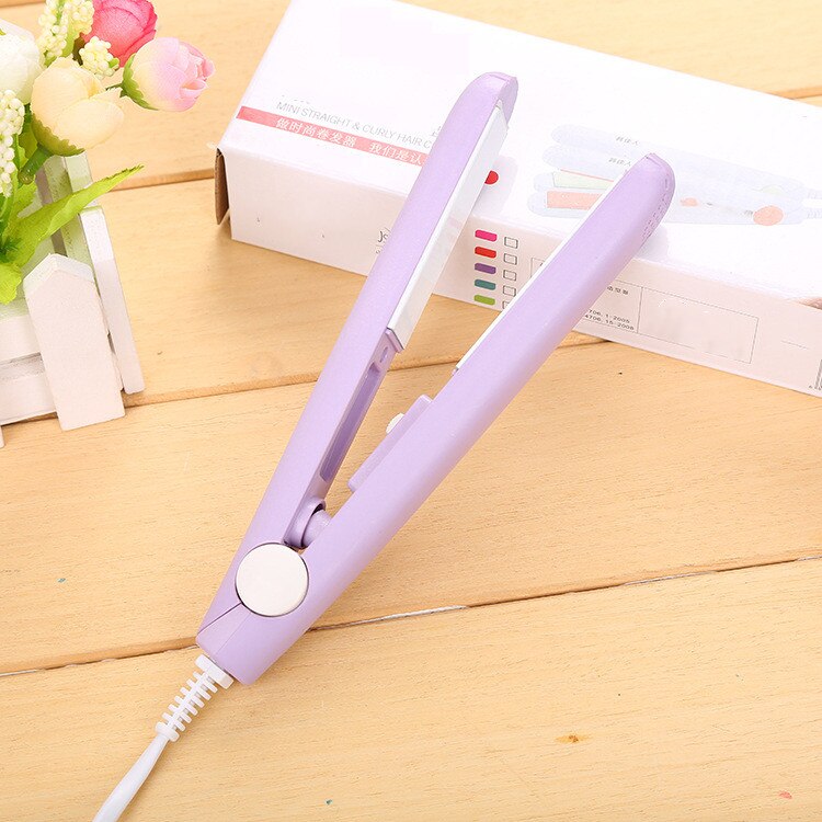 Mini Hair Straightener Ceramic Curling Iron Corrugate Hair Iron Styling Tools Volume Hair Curler: Purple