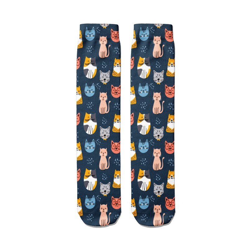 Chaussettes imprimées Shiba Inu pour femmes, chaussettes longues unisexes, décontractées, en coton, confortables, à la , drôles, chats, chiens, animaux, Harajuku: Style8