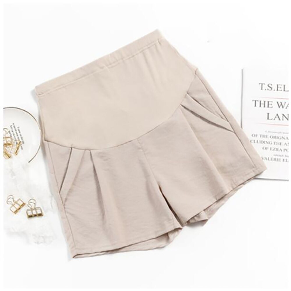 Heißer Mutterschaft kurze Hose Leinen Atmungsaktive Sanft Schwangere Kleidung Für Schwangere Frauen Bauch Magen lässig verlieren Mutterschaft kurze Hose Hosen: Beige / XL