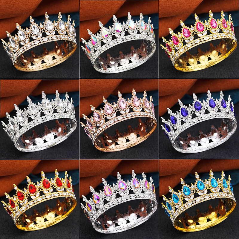 Barokke ronde diadeem koninklijke koningin koning tiara's en kronen feest verjaardag bruids trouwjurk kroon sieraden accessoires