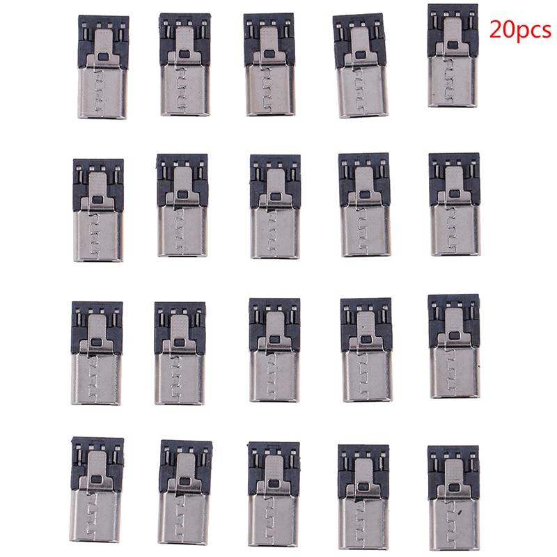 20 Stks/partij 4 Pin Micro Usb Connector Jack Tail Usb Plug Sockect Terminals Mannelijke Connectors