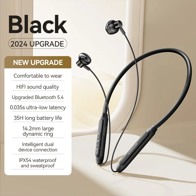 Joyroom Bluetooth Earphones Wireless Headphones Magnetic Sport Neckband Neck-hanging Earbuds Wireless Blutooth Headset with Mic: WHITE