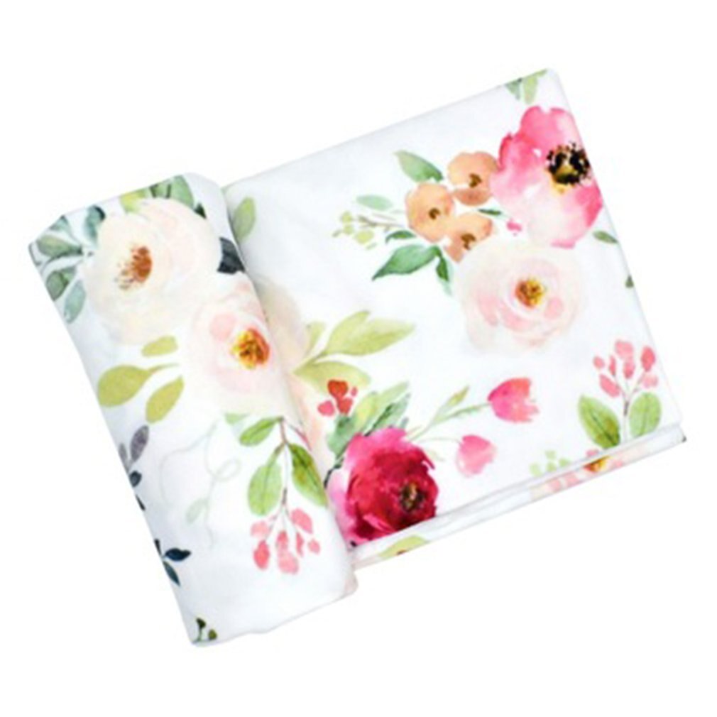 Newborn Watercolor Printing Wrap Cloth Neutral Downy Flowers Dot Animal Infant Baby Crib European And American Style: D 80x80cm