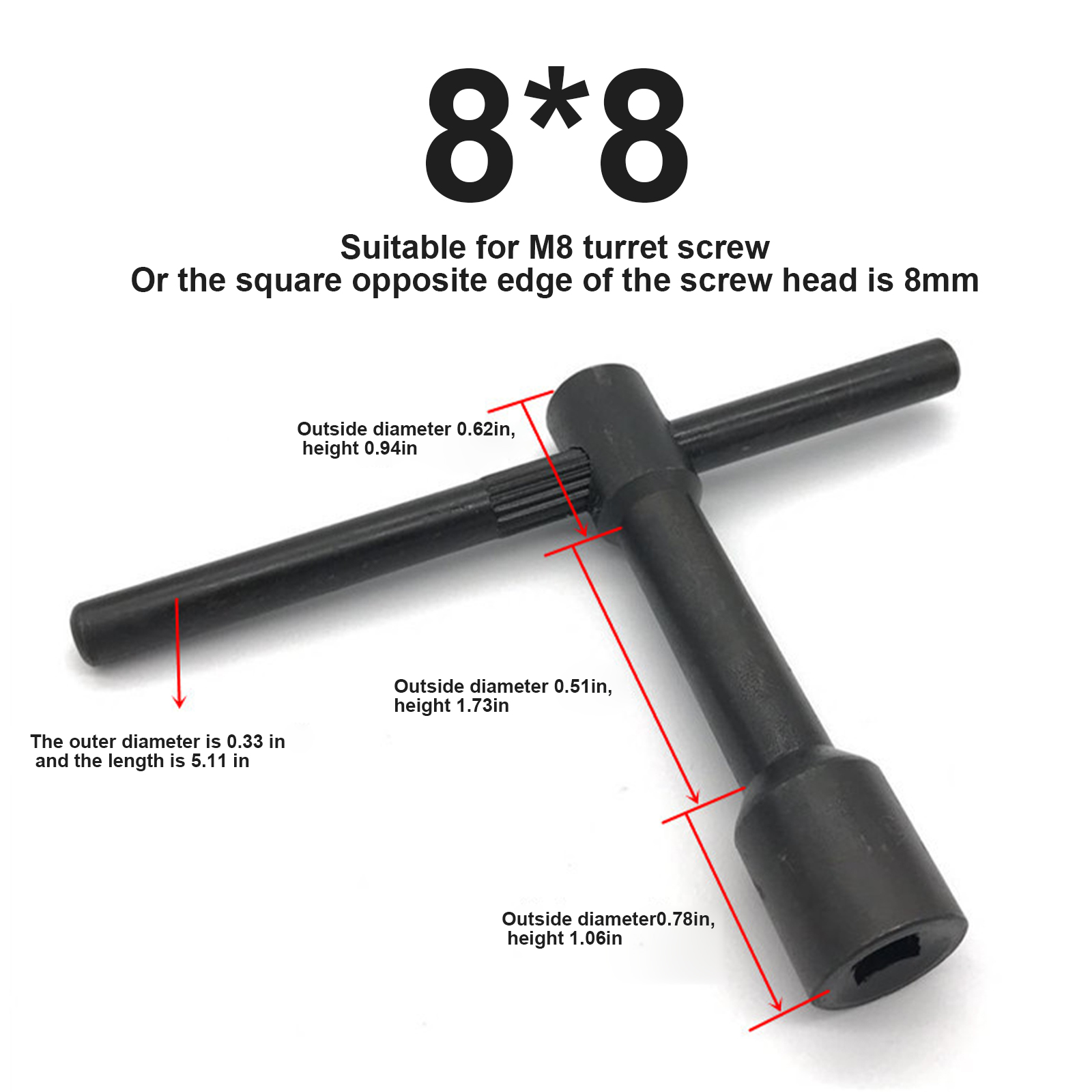 Portaherramientas cuadrado de 8x8/10x10, soporte de herramientas de torno, llave de tornillo, llave cuadrada interna, llave para tornillos M8 M10: 8x8 Square