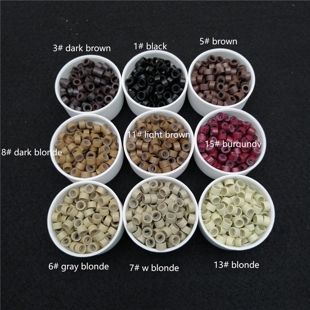 Microcuentas de silicona forradas de 1000 Uds., 5,0x3,0x3,0mm, microcoletas para extensiones de cabello humano de plumas, accesorios para cabello