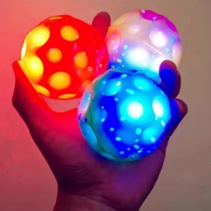 Bola quicando extrema alta com luz led bola espacial brilhante crianças brinquedos ao ar livre brinquedos fidget alívio do estresse buraco bola: Preto