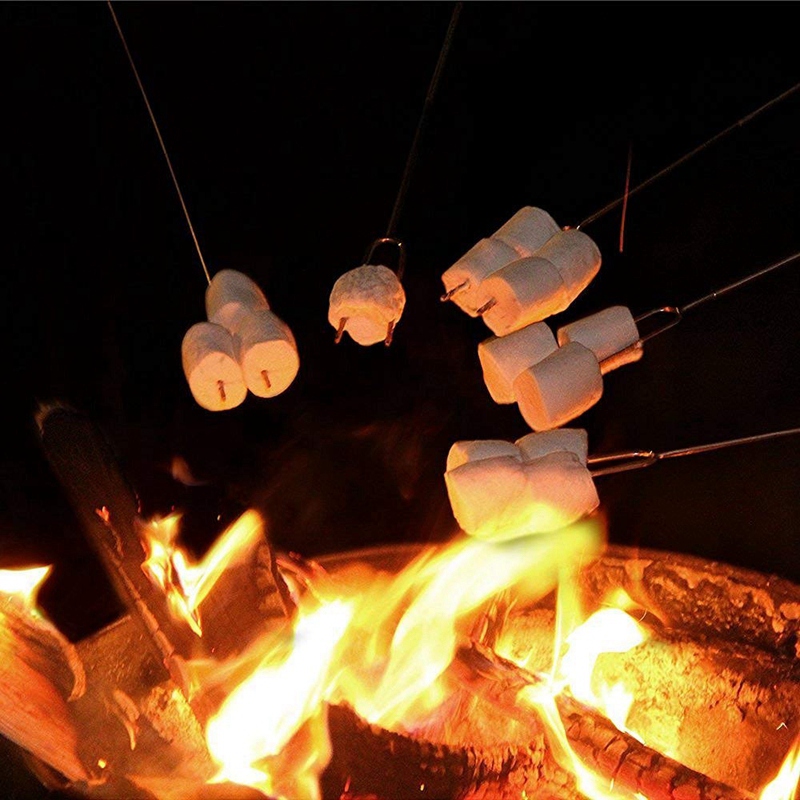 Udtrækkelige roterende marshmallow stegepinde sæt  of 5 pinde til ildsted bål stegepinde 30 tommer