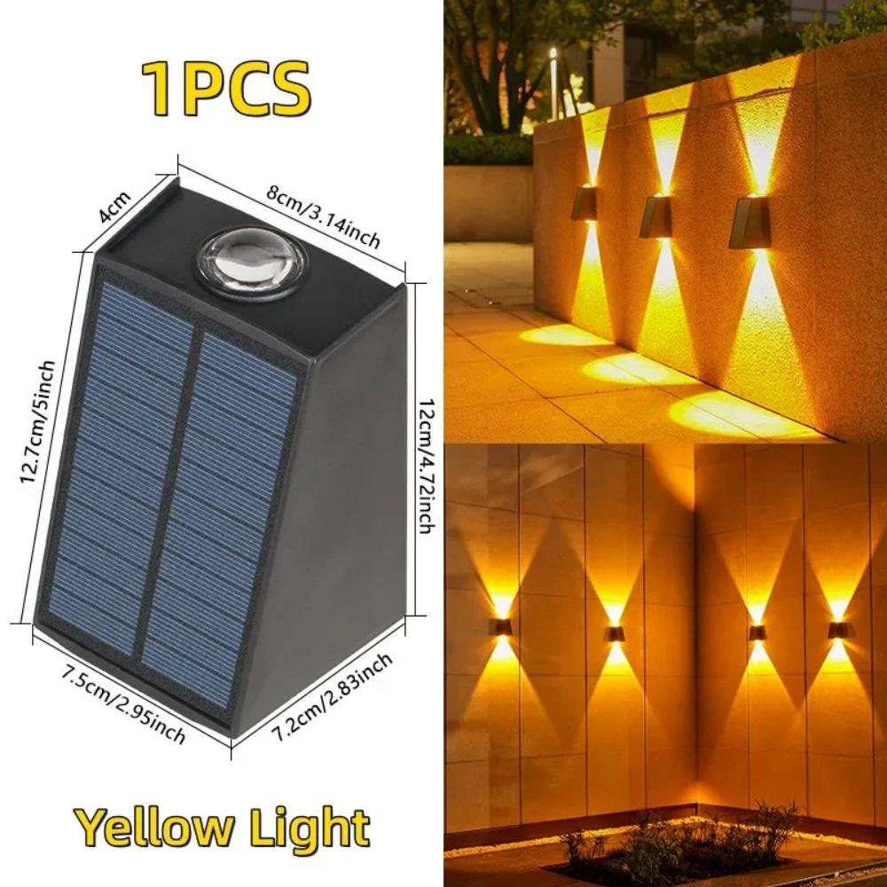 Solarna lampa ścienna Zewnętrzna wodoodporna zewnętrzna lampa ścienna Lampa w górę i w dół Reflektor Podwójna głowica Wypukła lampa ścienna z lustrem: green