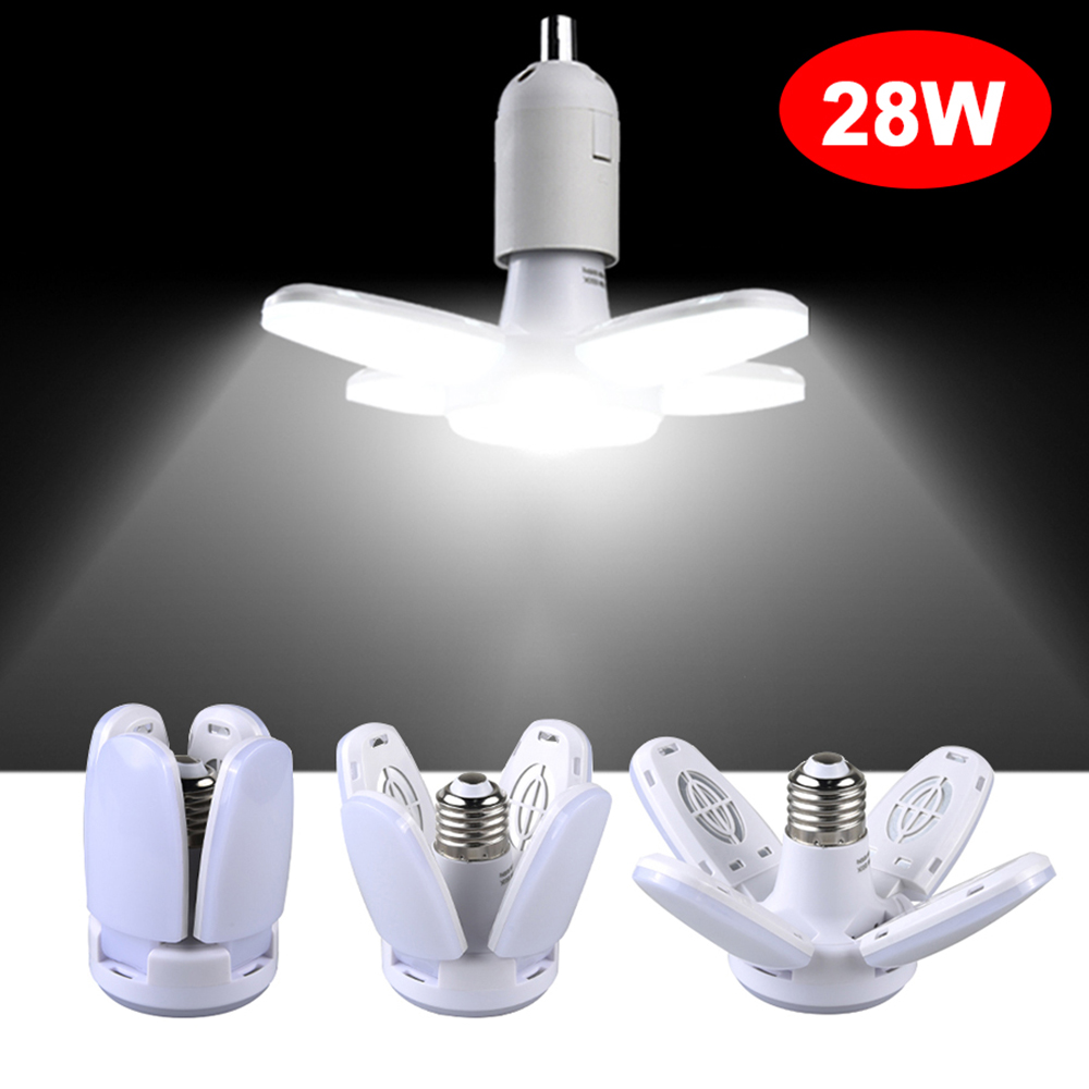 E27 Lüfterförmige LED-Birne, AC220 V, 28 W, faltbarer Lüfterflügel, LED-Licht, Lampe, Strahler für Zuhause, Deckenplatte, Zimmer, Garage, Beleuchtung