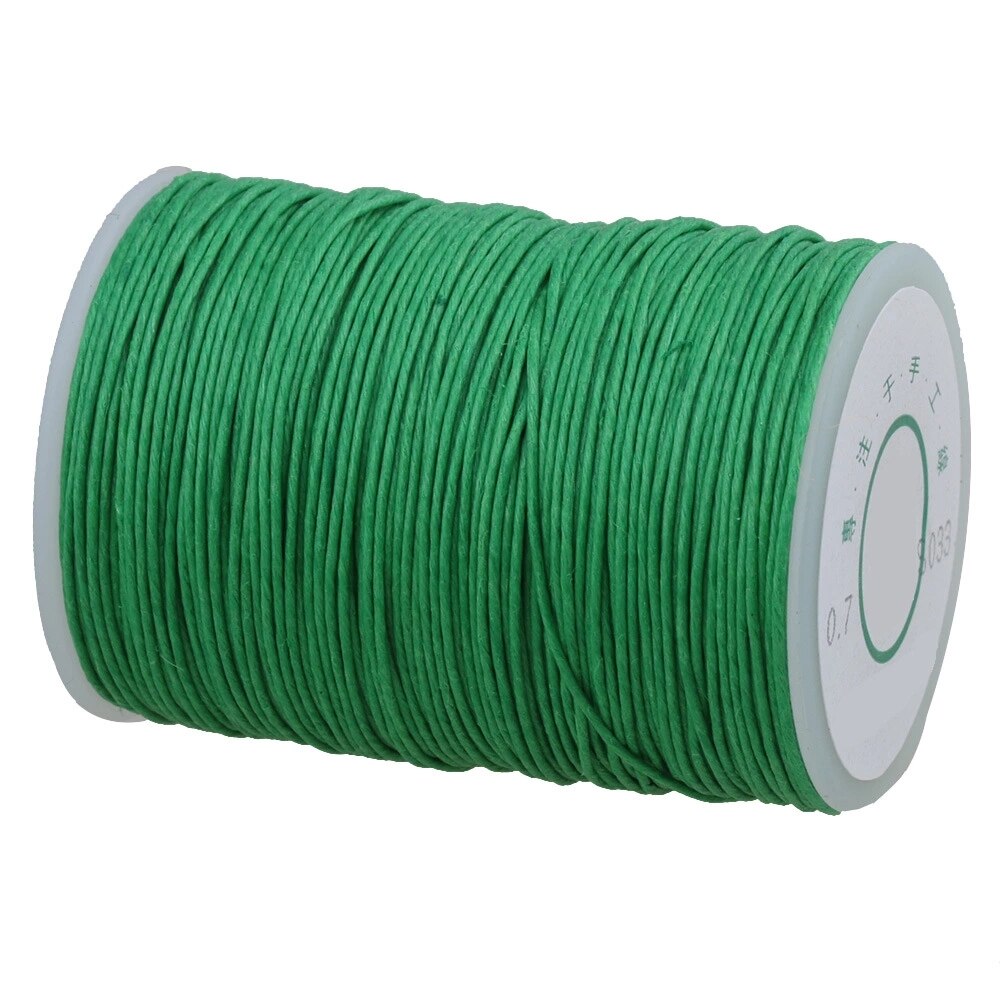 Green 0.7mm Dia Handwork Leather Sewing Craft Hemp Round Waxed Thread