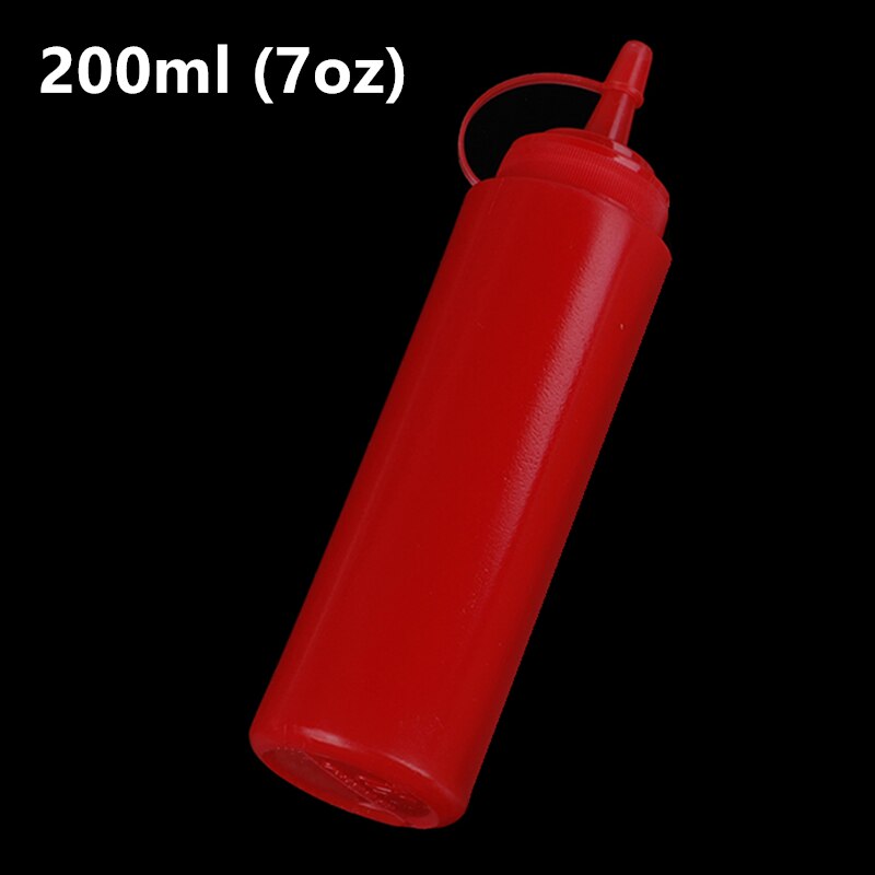 5/7/8/12Oz Saus Azijn Olie Ketchup Jus Cruet Keuken Accessoires Juskom Plastic Kruiderij dispenser Squeeze Fles: 200ml-red