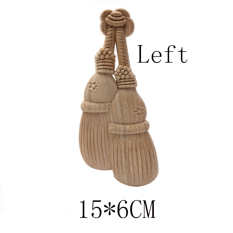 Applique for Home Furniture Unpainted Wood Oak Carved Wave Flower Onlay Corner Decor Wood Carved Long Applique Rubber Wood