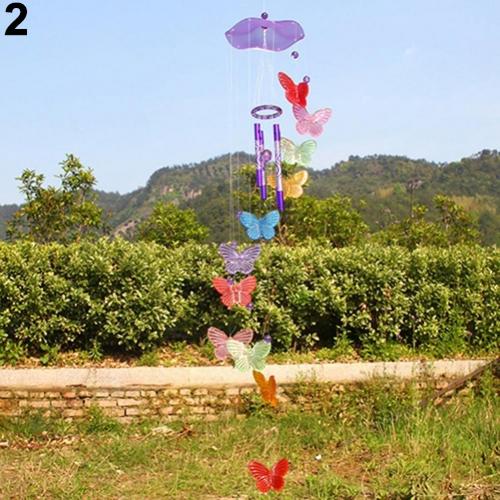Campana de viento móvil de mariposa de cristal creativa, campana de jardín, ornamental, decoración colgante de salón, arte, decoración del hogar: Multicolor
