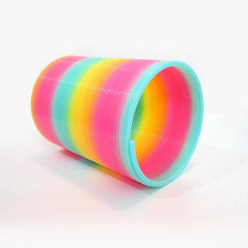 10 pz/impostato anti-fatica Magia di Sorriso di Plastica Arcobaleno Primavera Cerchio Colorato Bobina Elastico Anello di Giocattoli Educativi per I Giochi per Bambini