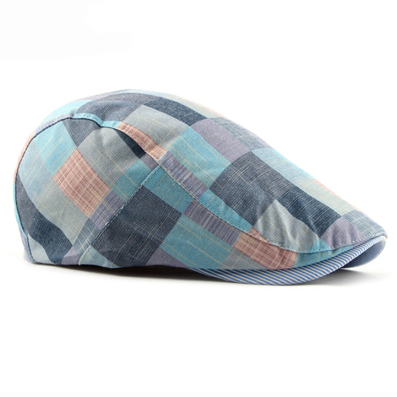 Ht1711 baskerhattar för män kvinnor vår sommar platta kepsar retro rutiga basker femme justerbar unisex herr kvinnor baskermössa