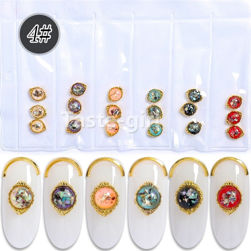 18Pcs 3d Metal Glitter Nail Art Decoraties Shell Steentjes Charmes Nagels Sieraden Accessoires Gem: Style 04