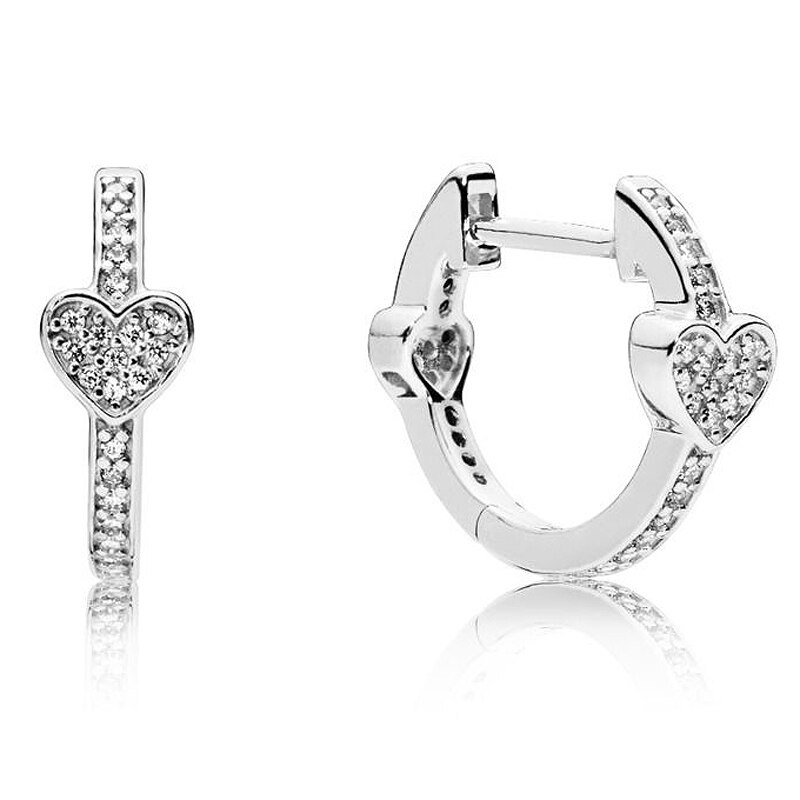 925 Sterling Zilveren Asymmetrische Alluearring Hart Spirituele Veren Kleine Harten Van Pan Earring Voor Vrouwen Mode-sieraden: 2