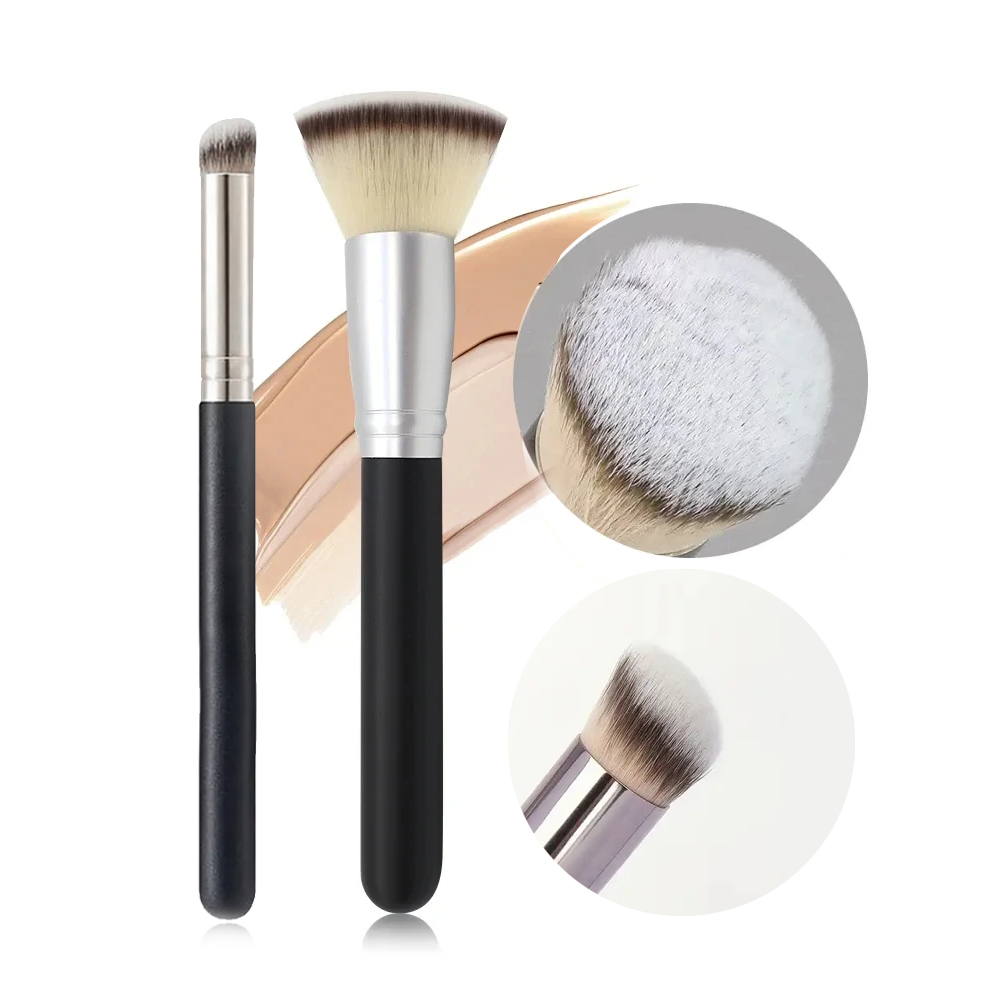 Pincel corretivo de base premium contorno blush pincéis impecável sob os olhos denso pincel de maquiagem facial para mistura: Prateado