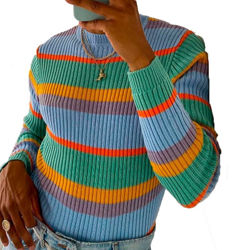 Sueter DelgAdo De Punto Con CuEllo Alto De Color Sólido De InvierNo Para HombrE