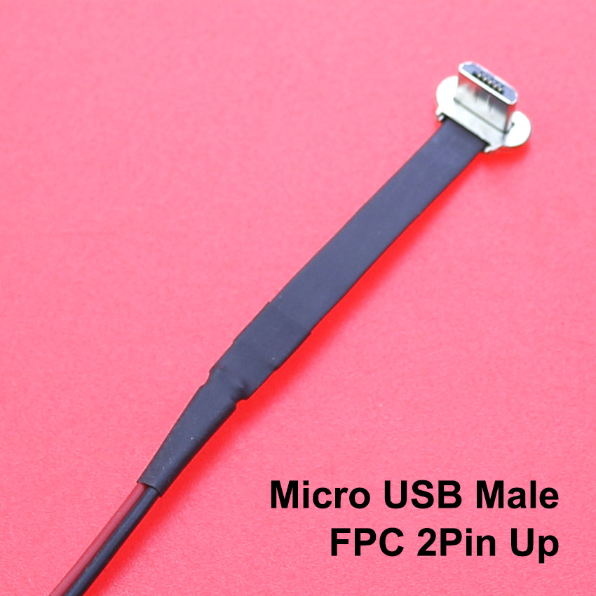 Conector Micro USB tipo C FPC 2 pines 3 pines con resistencia R1 Cable plano suave Cable de carga macho extensión de Cable de carga rápida para teléfono: Azul