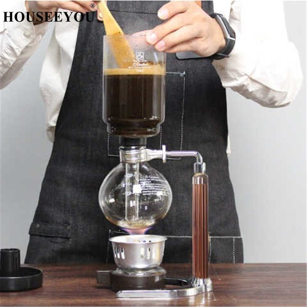 3 Cups Manual Syphon Coffee Maker Pot Hand Glass Vacuum Coffee Maker Brewer Heat-resistant Siphon Coffee Machine Filter
