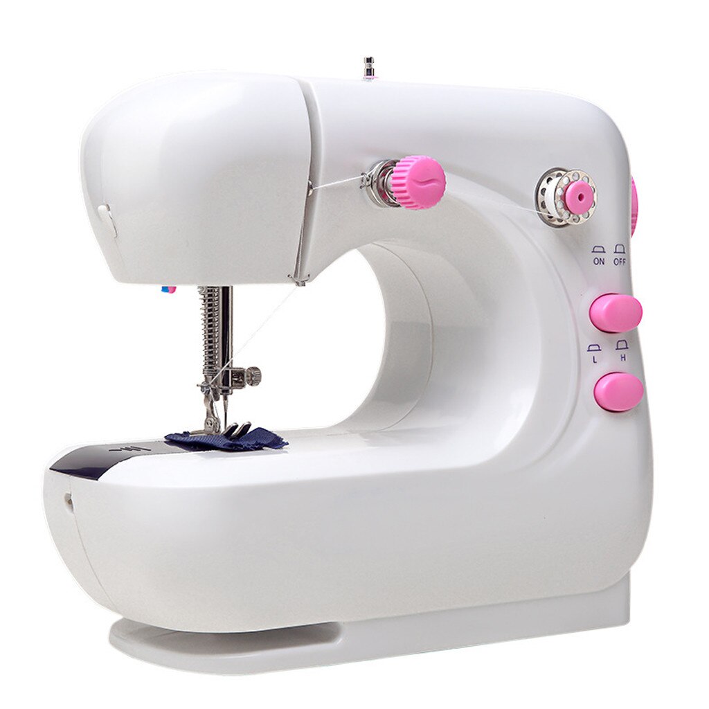 Mini Electric Handheld Sewing Machine With Led Multifunction Dual Speed Double Thread Automatic Tread Rewind Sewing Machine: White