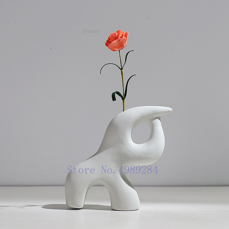 Vase en céramique abstraite, Arrangement de fleurs, artisanat hydroponique, ornements, accessoires de décoration de maison moderne, Vases blancs, décor