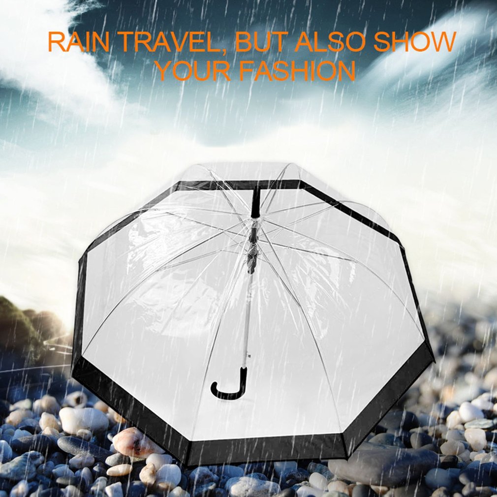 Plastic Transparent Umbrella Lovely Rain Sunny Women Girls Ladies Long Handle Birdcage Dome See Through Umbrellas