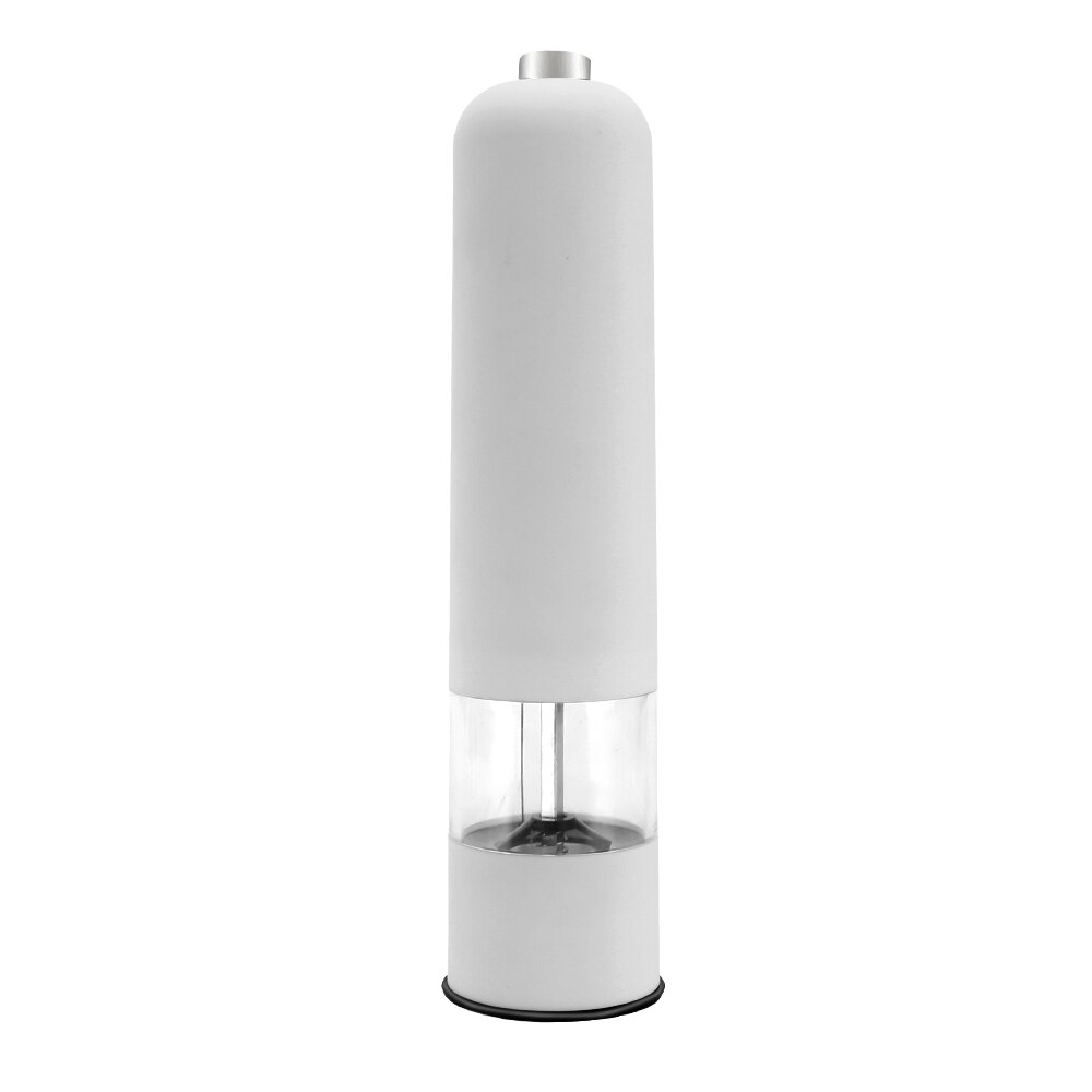 Botella de condimentos para cocinar, molinillo de especias con luz LED, para restaurantes, accesorios de cocina, pimienta, molinillo de sal automático eléctrico: Blanco