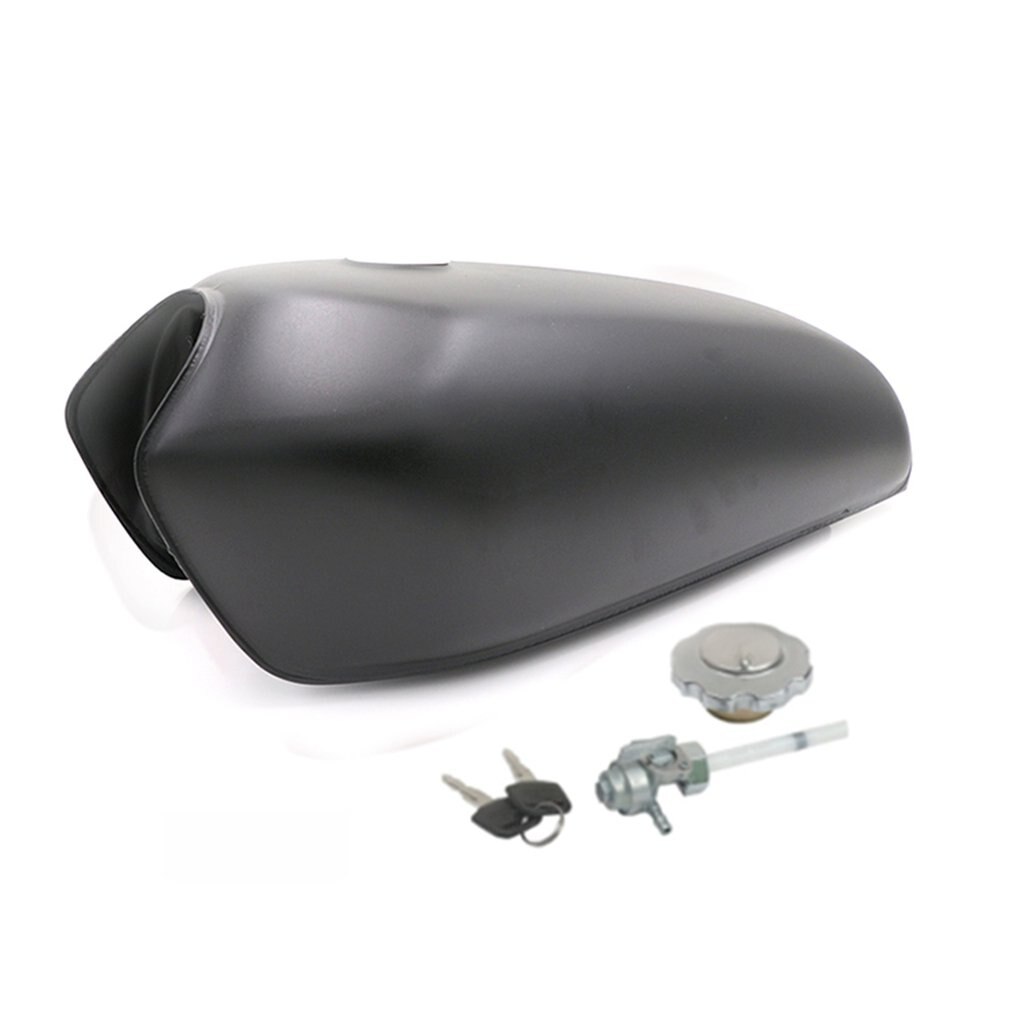 Motorsykkel drivstofftank universal retro holdbar praktisk og praktisk metall  cg125 motorsykkel drivstofftank: Matt svart
