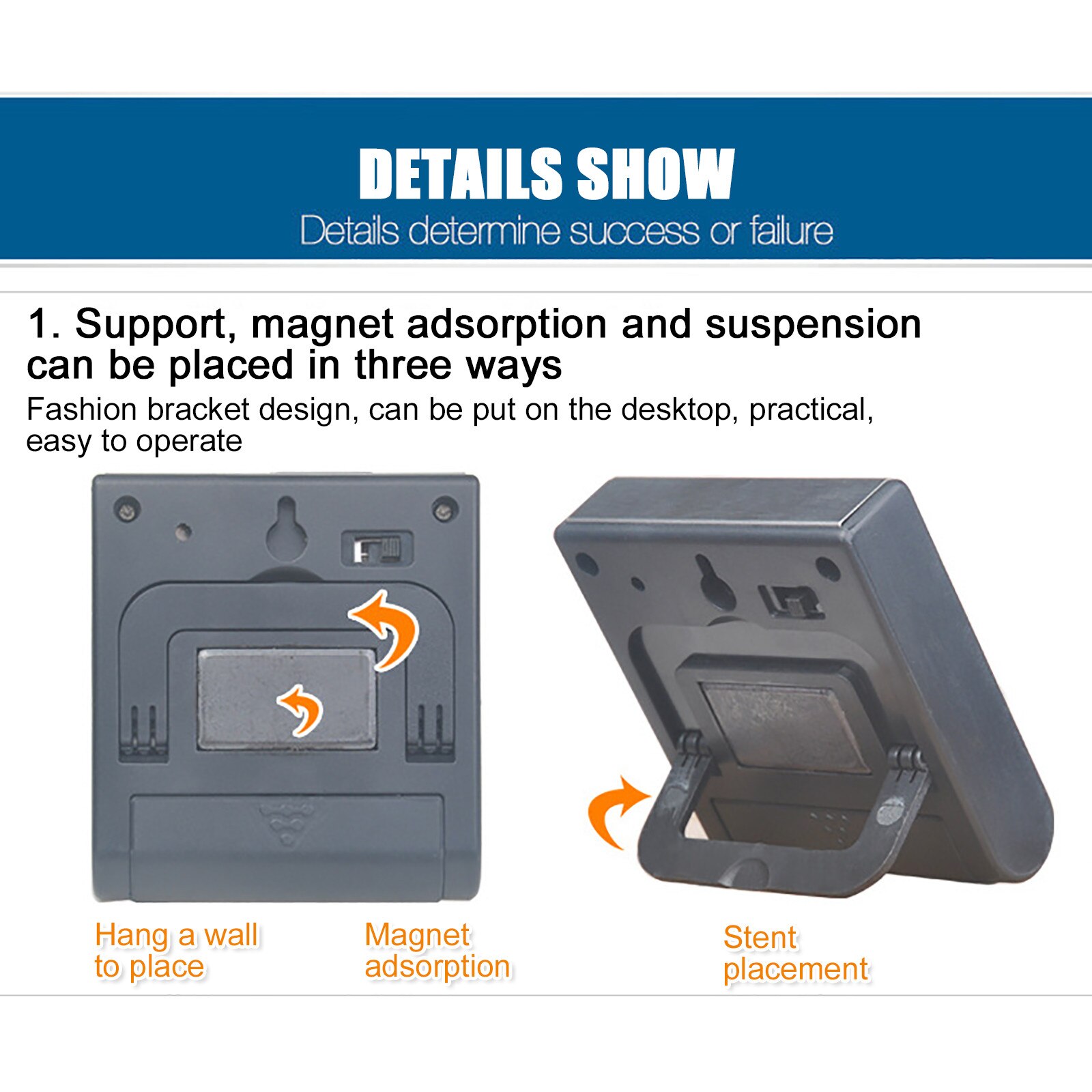 Digital Kitchen Timer Alarm Clock Timer 24 Hours Countdown Timer Black Stainless Steel Alarm Magnet Clock For Cooking Baking