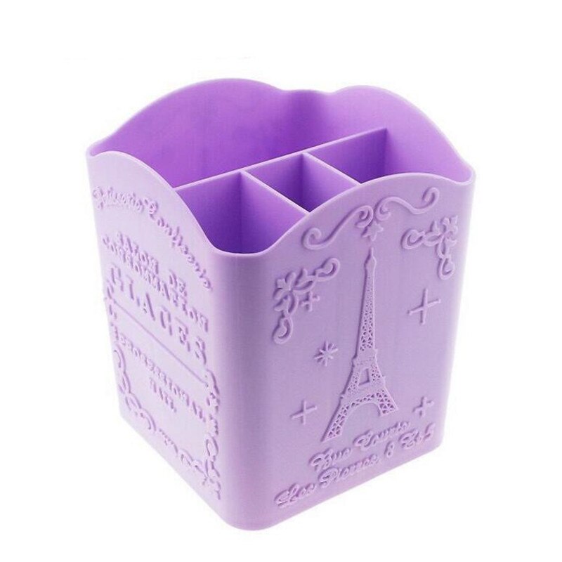 4 rum makeup børste holder bærbar tom plast børster holder neglepen boks opbevaring organizer beholder tilfældig farve